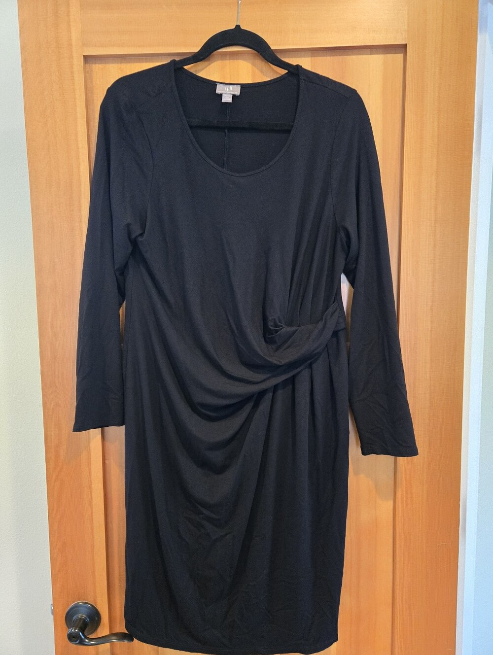 J. Jill Black Long-Sleeve Twist-Detail Dress Size: L Petite